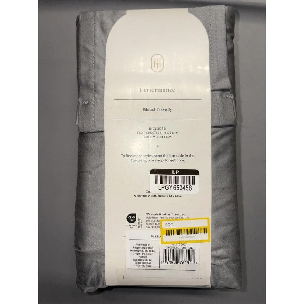 Threshold Performance FULL Flat Sheet, Classic Gray,‎ 400 Thread Ct, 100% Cotton